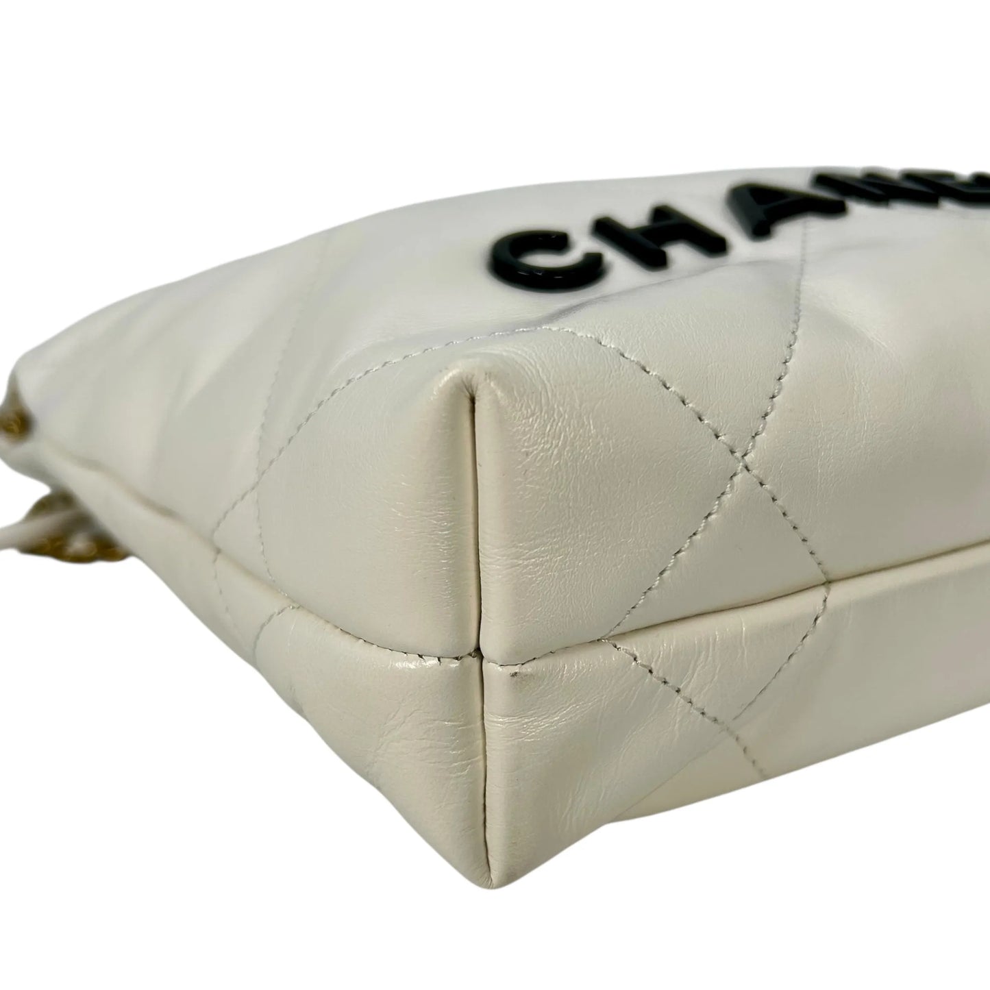 CHANEL Calfskin 22 Mini Handbag with Chain Shoulder Bag - White 