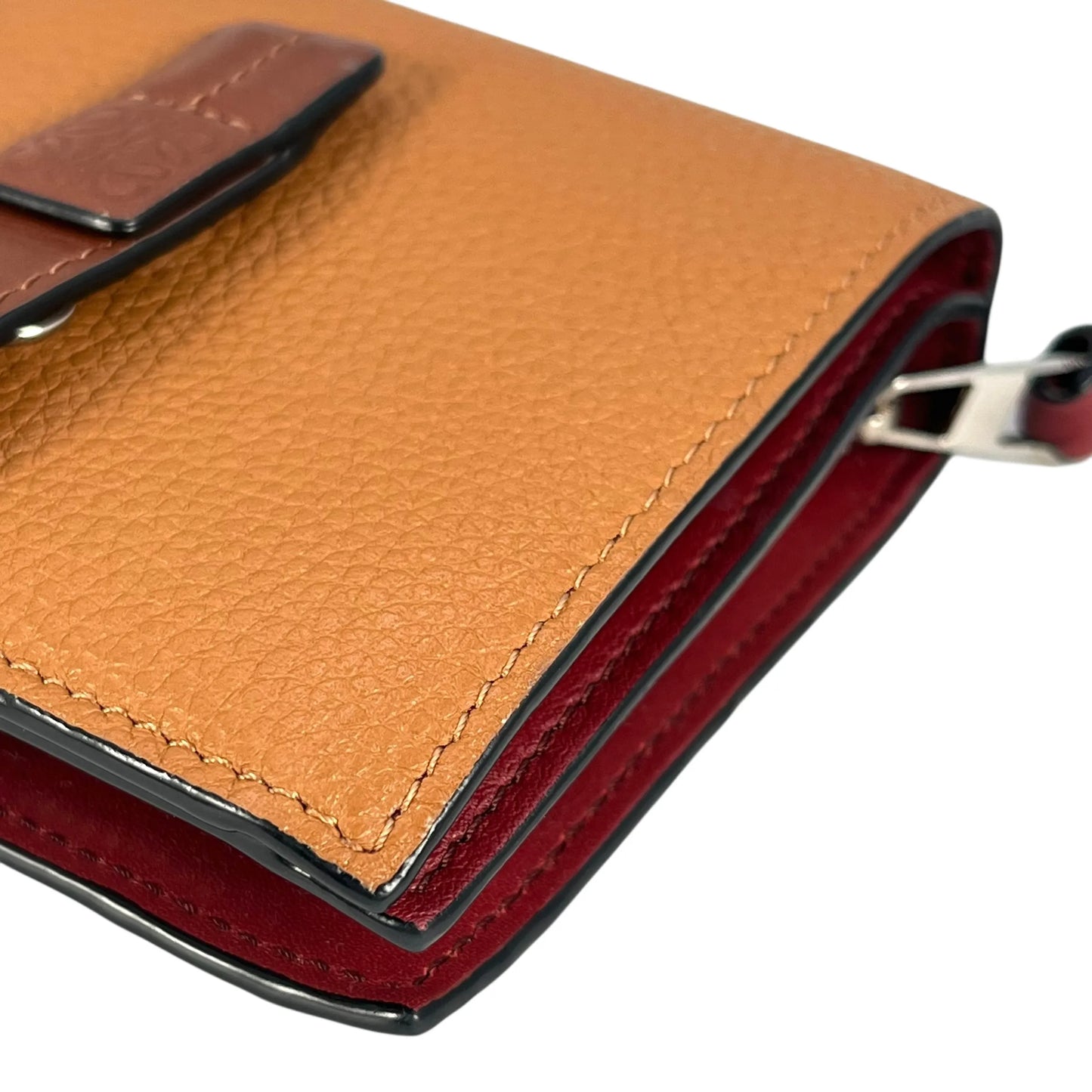 Loewe Calfskin Vertical Compact Wallet - Brown 
