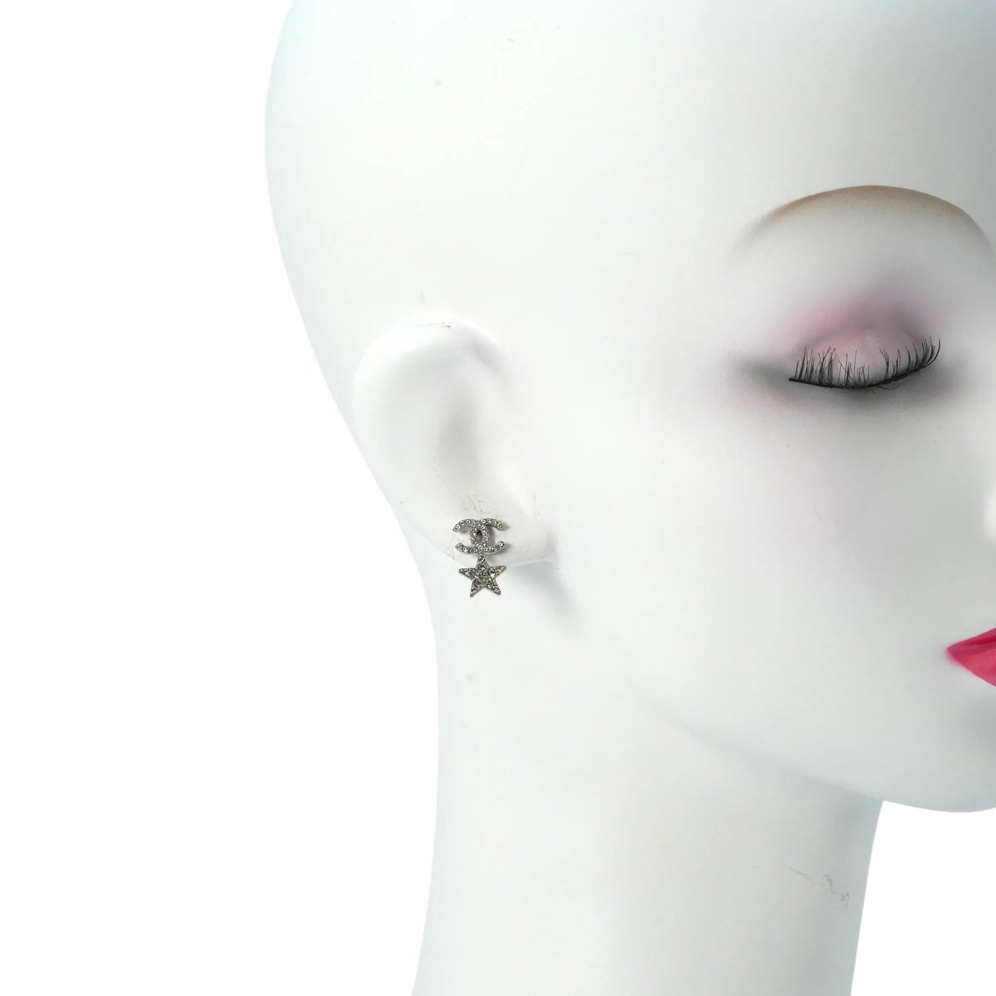 CHANEL Crystal CC Star Stud Earrings - Metal 