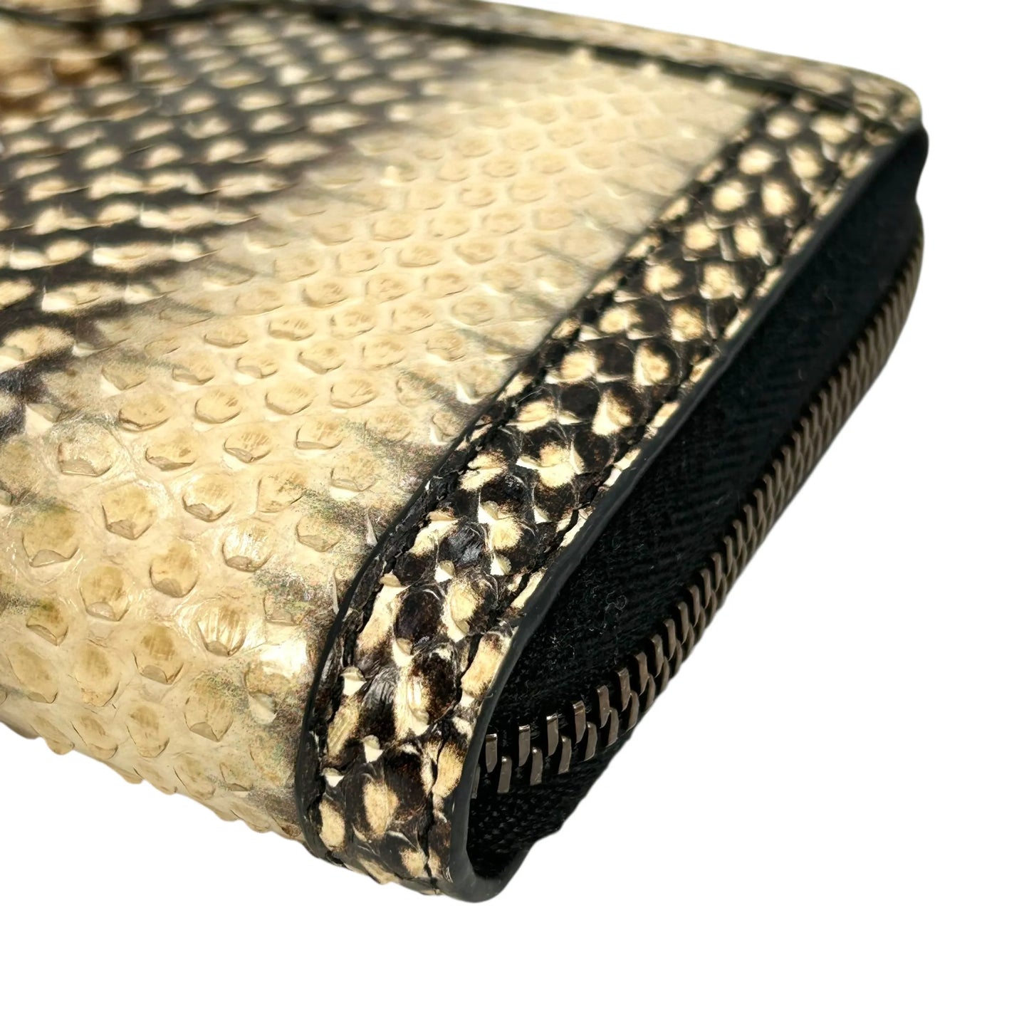 GUUCI Bamboo Round Zip Long Wallet - Beige x Brown 