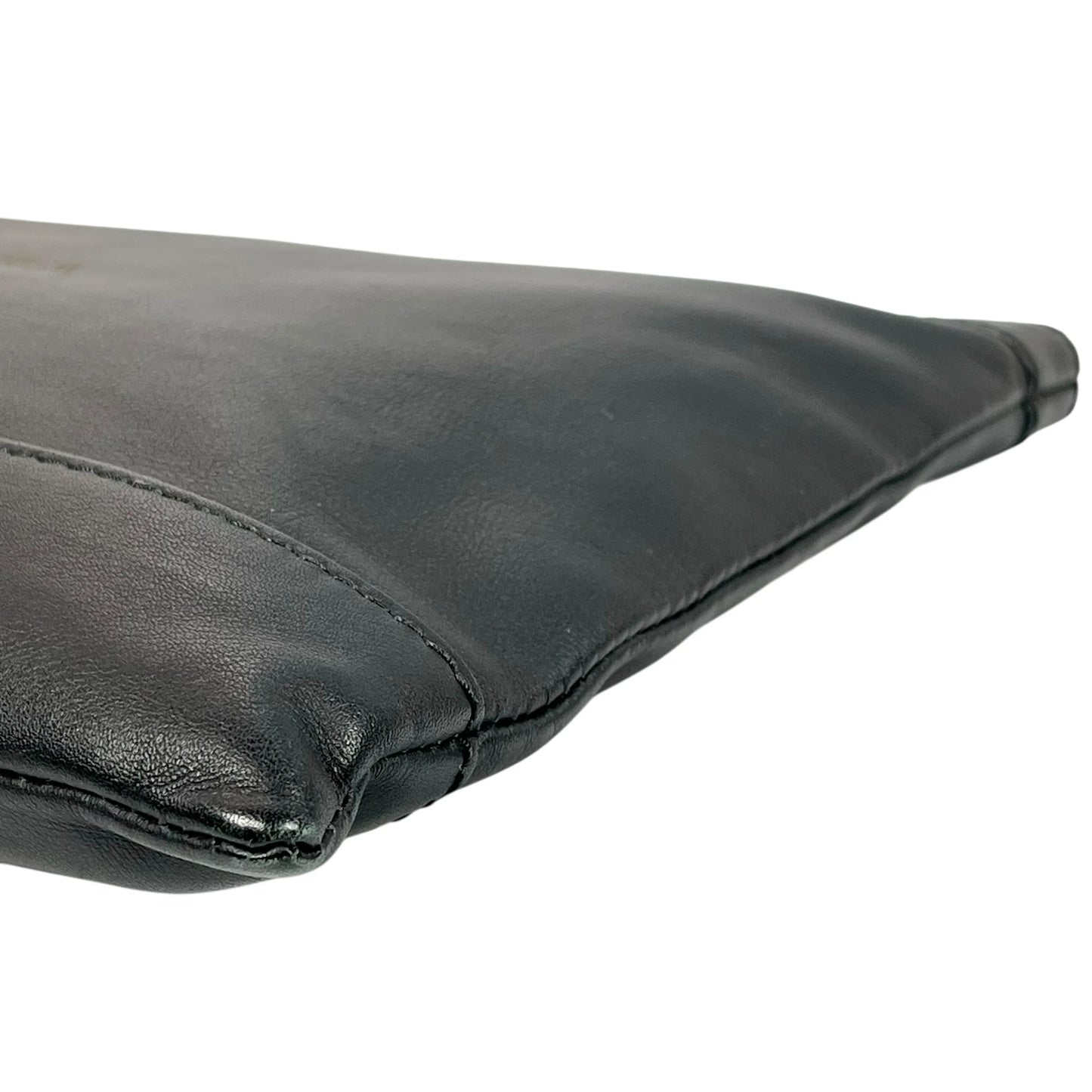 BALENCIAGA Logo Leather Clutch Bag - Black 