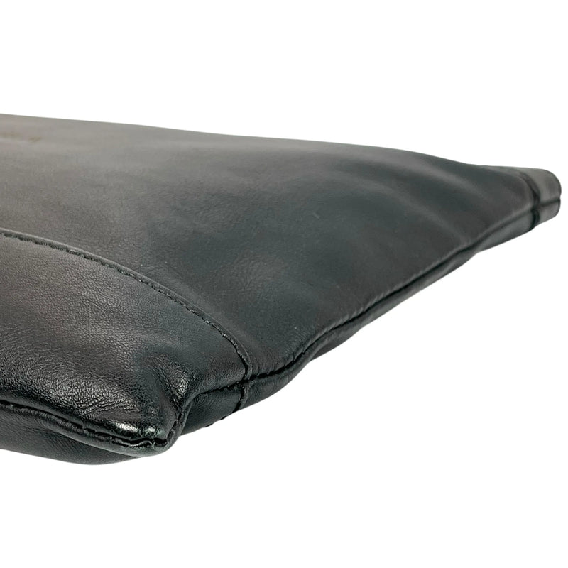 BALENCIAGA Logo Leather Clutch Bag - Black 