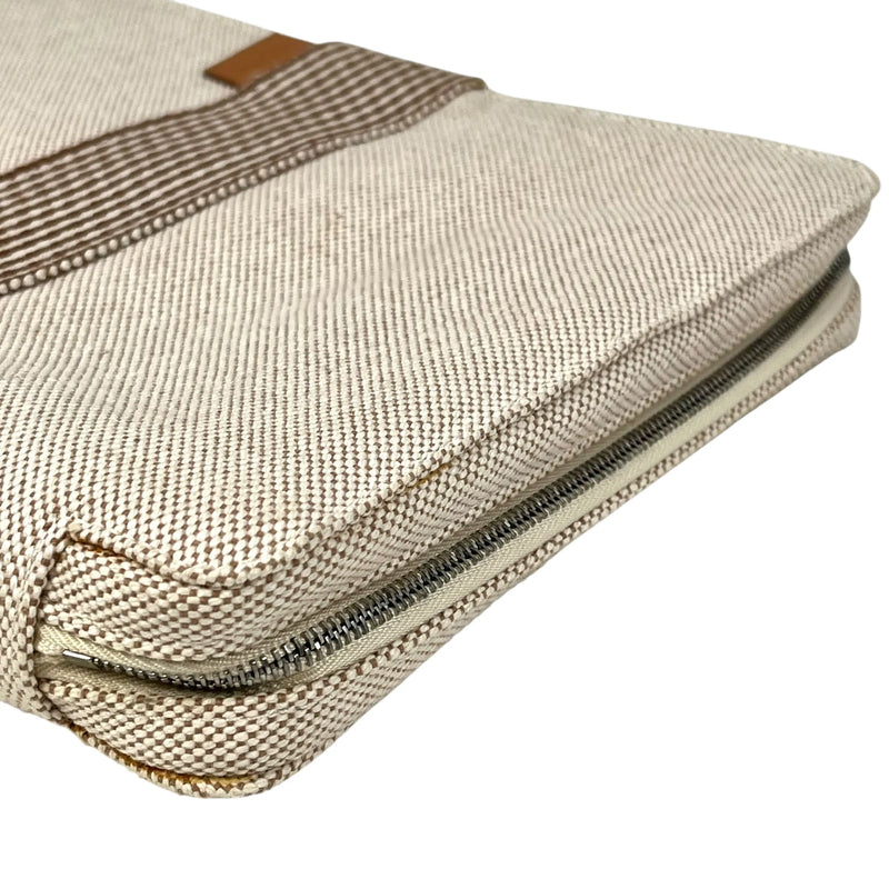 HERMES Air Line Canvas Travel Pouch - Beige 