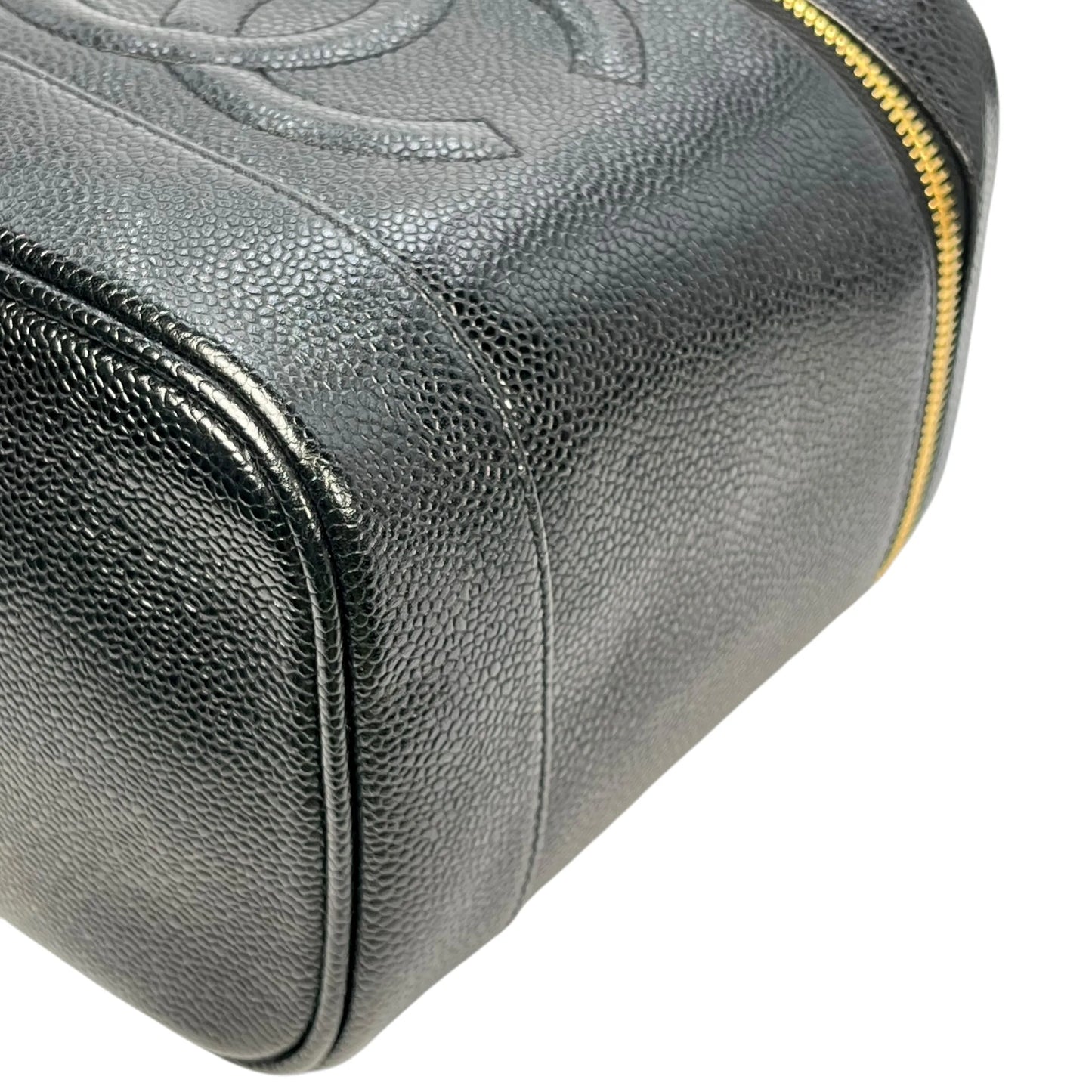 CHANEL キャビアスキン バニティバッグ ハンドバッグ - ブラック