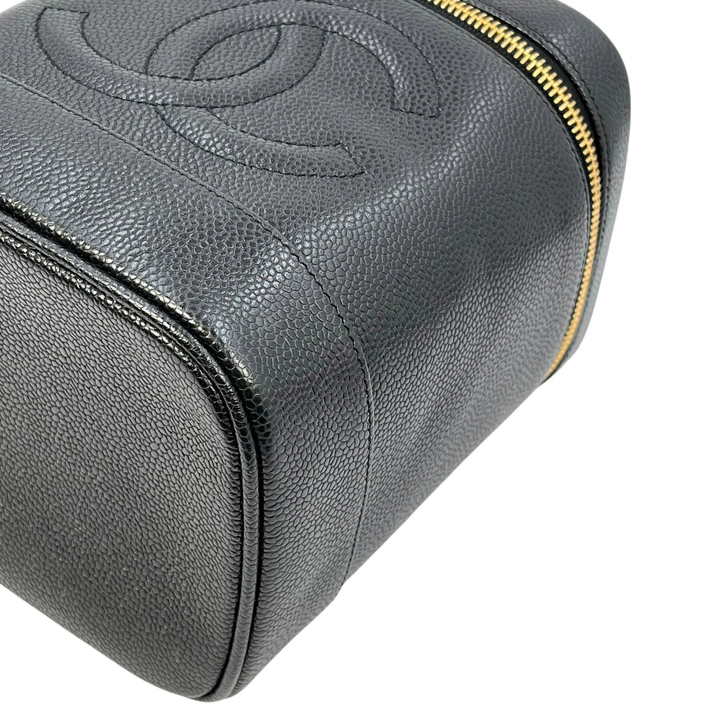 CHANEL Coco Mark Caviar Skin Vanity Bag Mini Bag - Black 
