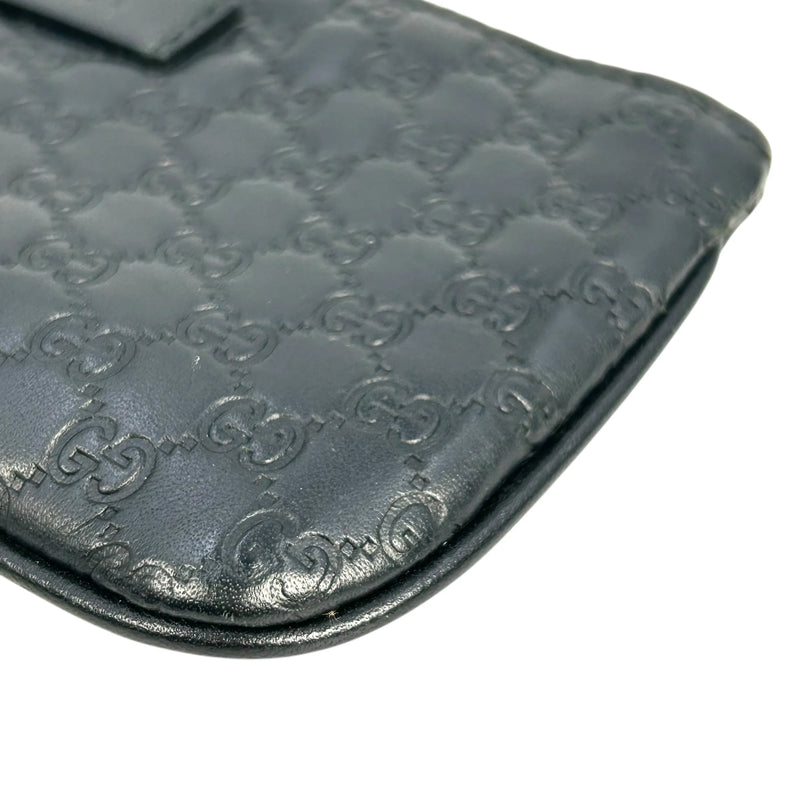 GUCCI Micro Guccissima Leather Key Case/Coin Purse - Black 