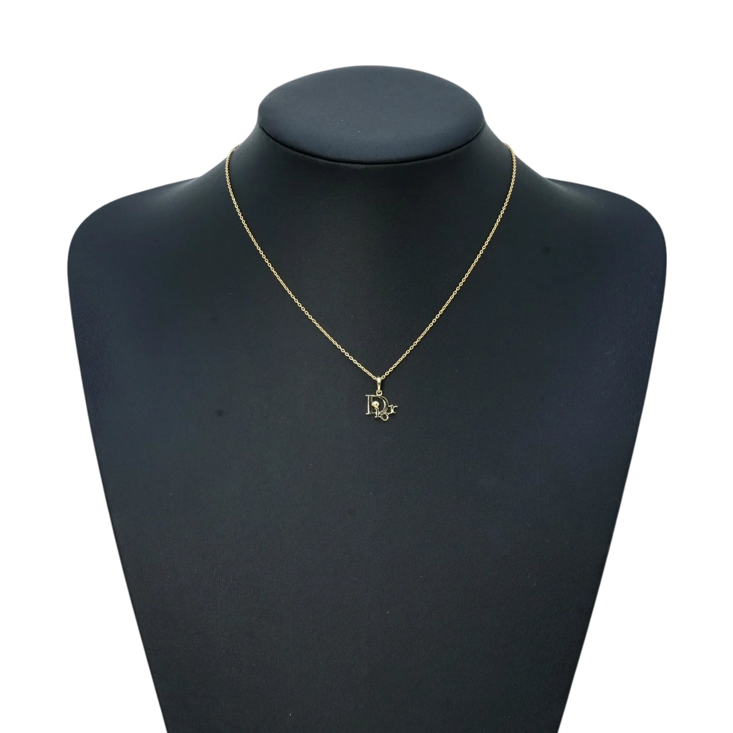 Christian Dior Logo Charm Necklace - 18K Yellow Gold 
