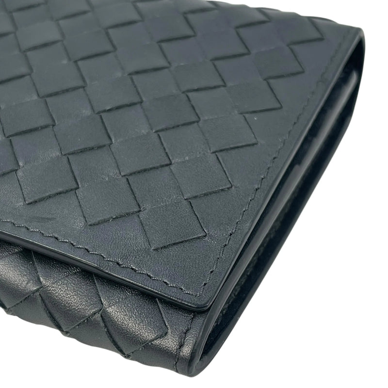 BOTTEGA VENETA Intrecciato Leather Bi-fold Long Wallet - Black 