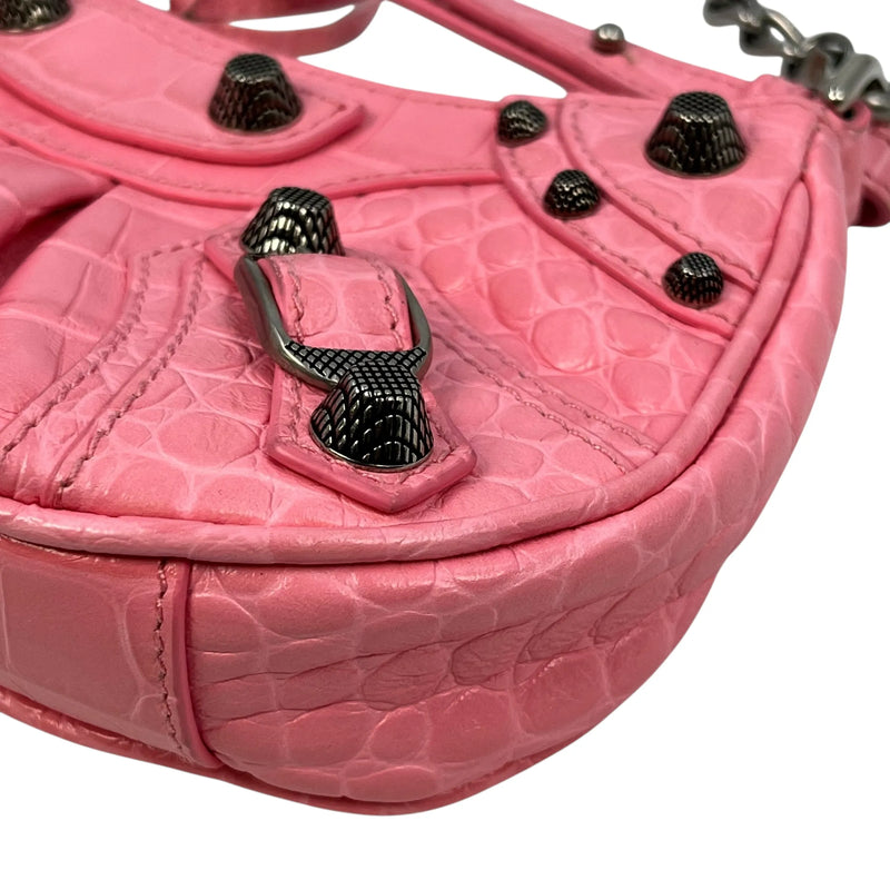 BALENCIAGA Le Cagole Leather Mini Handbag/Shoulder Bag - Pink 