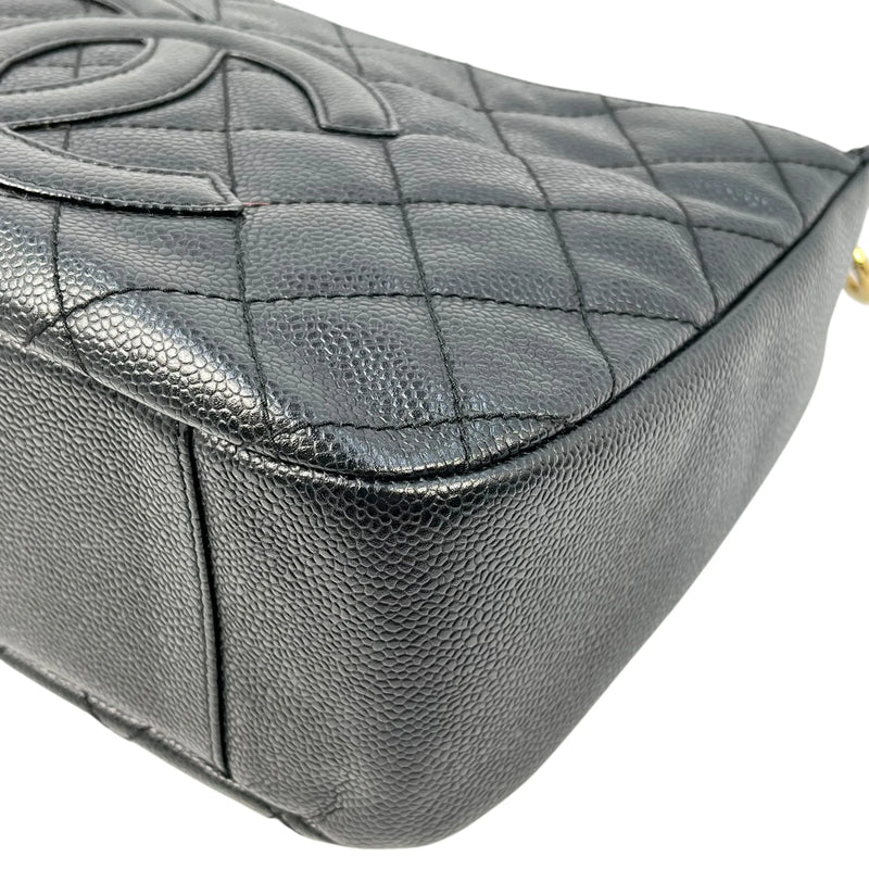 CHANEL Matelasse Caviar Leather Chain Shoulder Bag - Black 