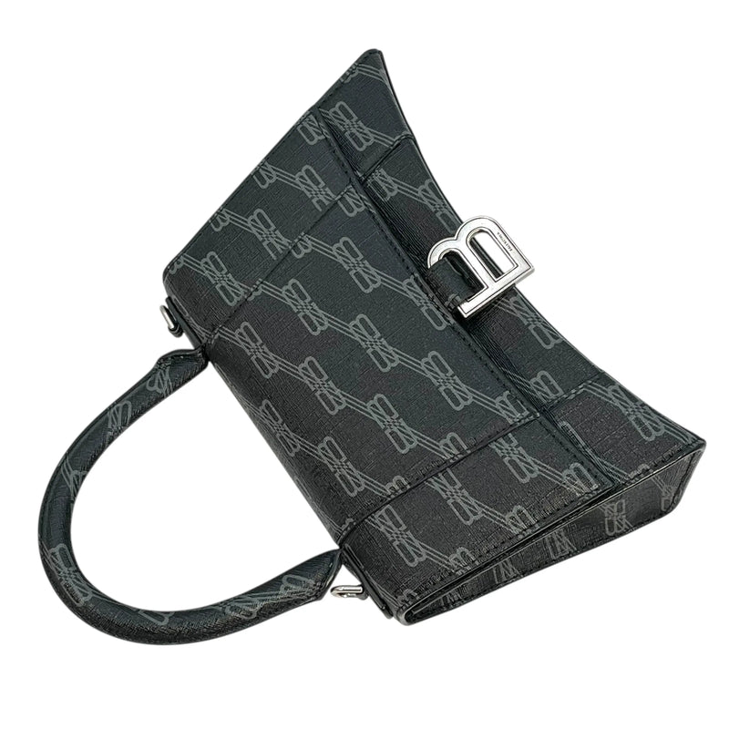 BALENCIAGA Hourglass Canvas Handbag/Shoulder Bag - Black 