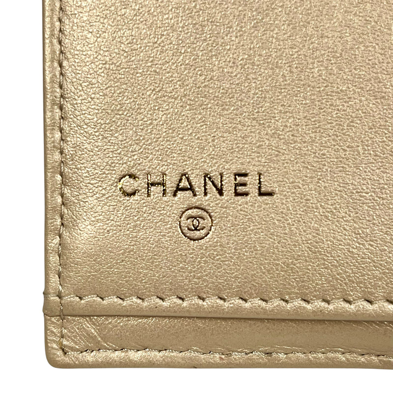 CHANEL Matelasse Metallic Bifold Compact Wallet - Gold 