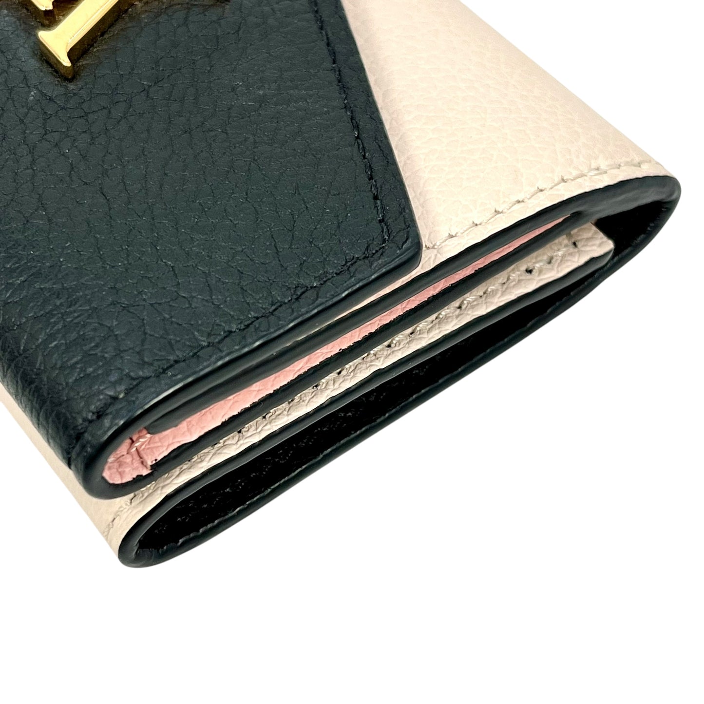 Louis Vuitton Portefeuille Rock Mini Tri-fold Compact Wallet - Beige x Black