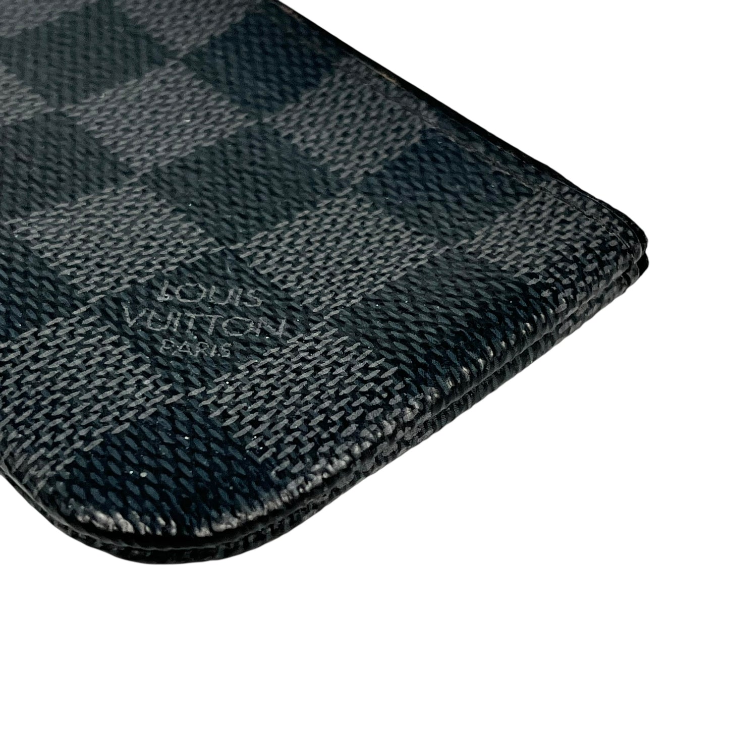 Louis Vuitton Damier Graphite Pochette Clé Coin Case with Key Ring - Black 
