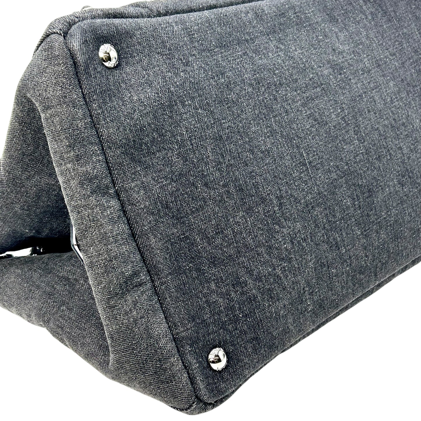 PRADA Canapa Rhinestone Handbag - Charcoal Grey 