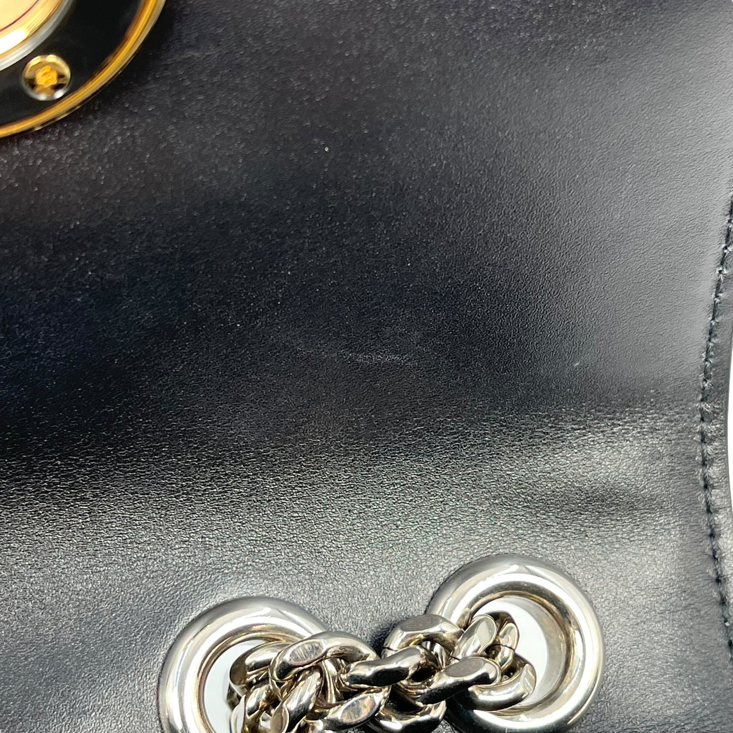 GUCCI Deco Leather Mini Chain Shoulder Bag - Black 