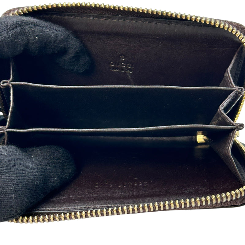 GUCCI Guccissima Card Case Compact Wallet - Dark Brown 
