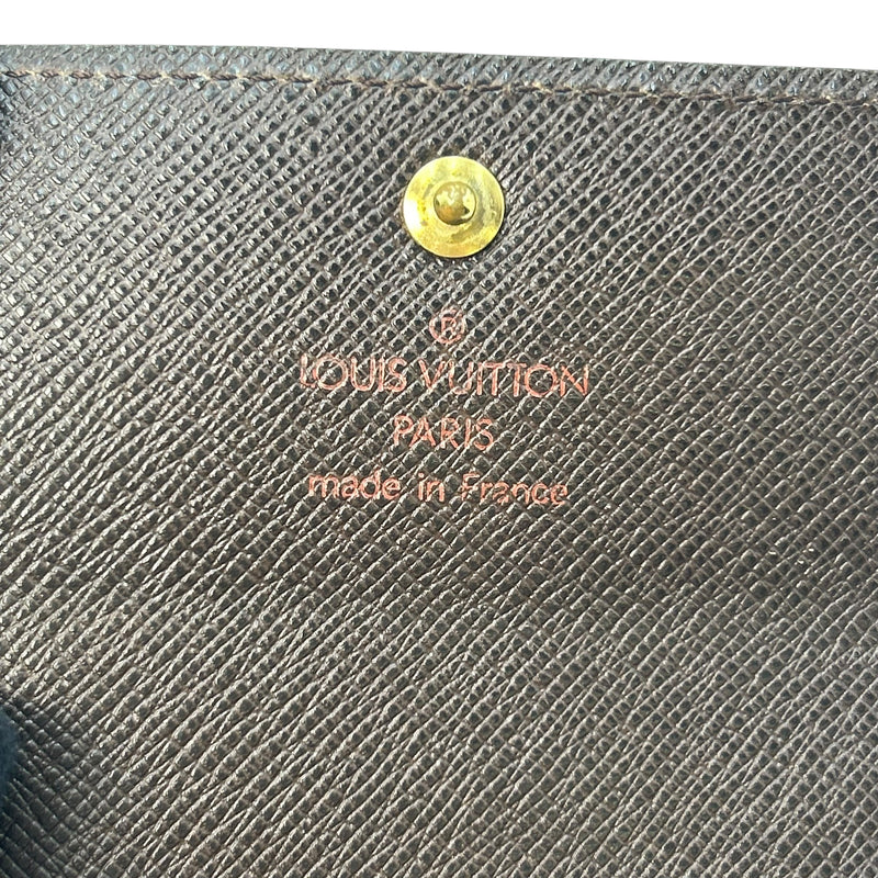 Louis Vuitton Damier Porte Monnaie Plat Bi-fold Compact Wallet - Dark Brown 