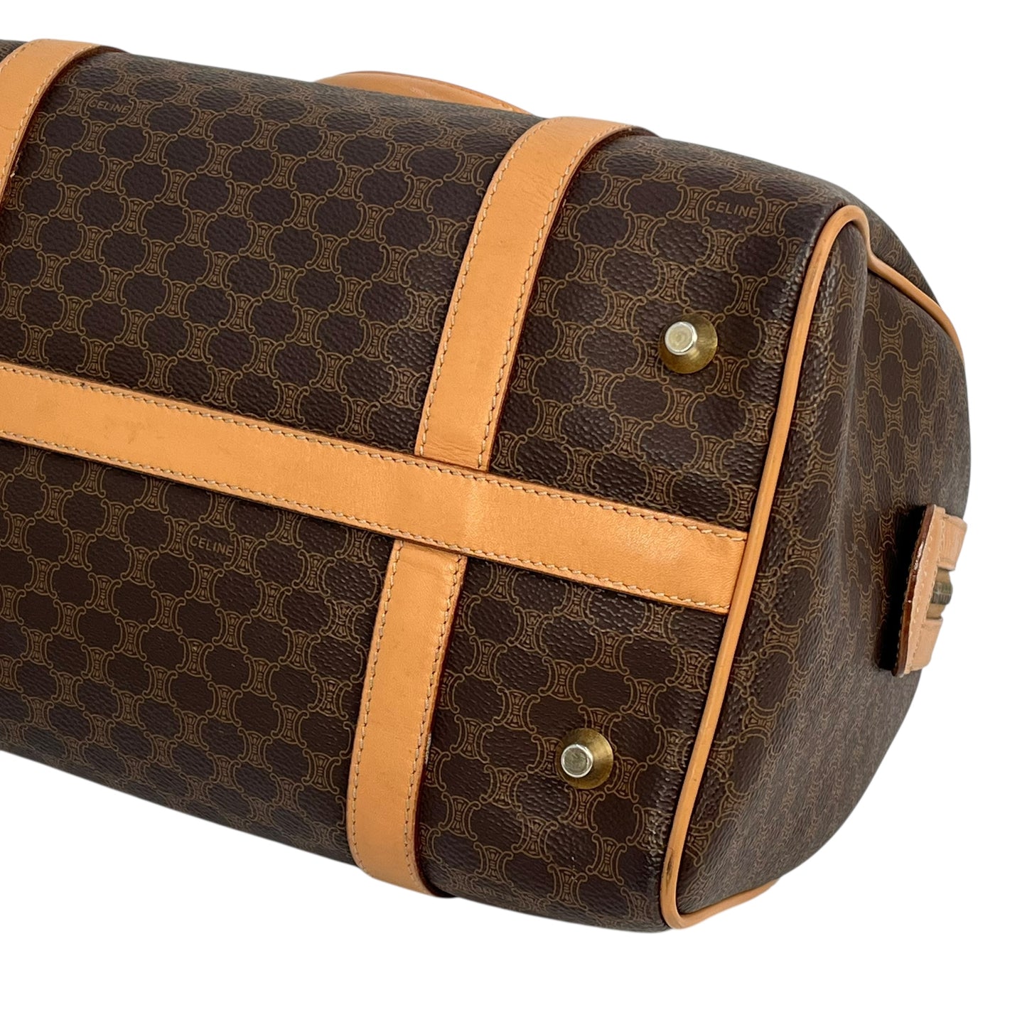 CELINE Macadam Boston Canvas Handbag - Brown 