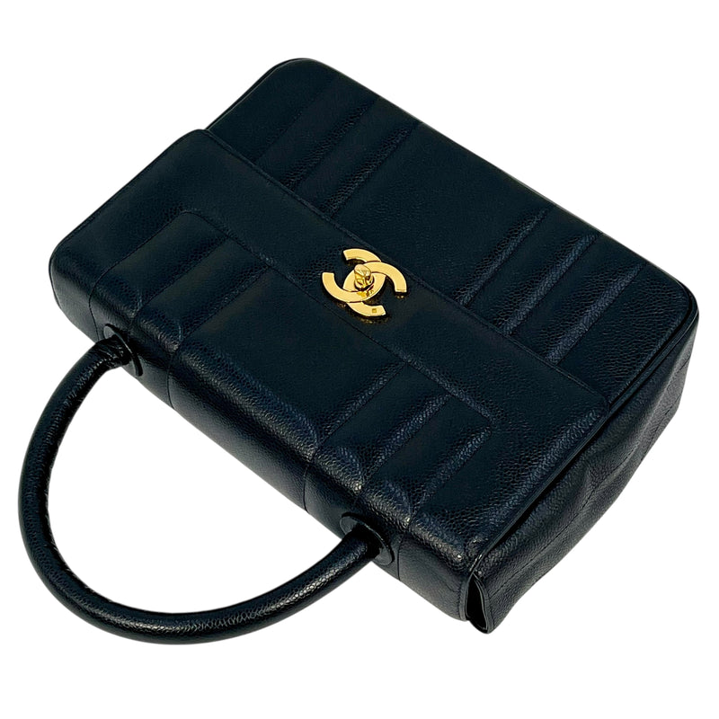 CHANEL マドモアゼル キャビアスキン ハンドバッグ - ブラック