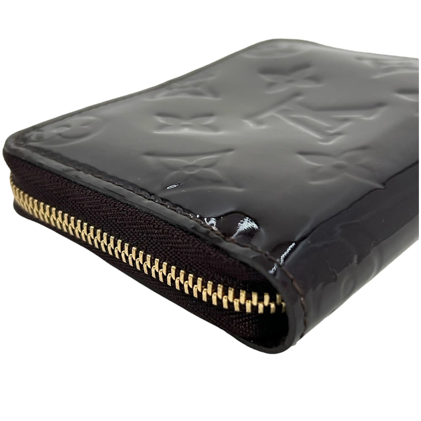 Louis Vuitton Vernis Zippy Card Case Bifold Compact Wallet - Dark Brown 