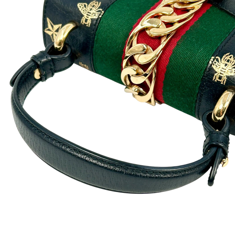 GUCCI シルヴィ ウェブライン ハンドバッグ ショルダーバッグ - ブラック