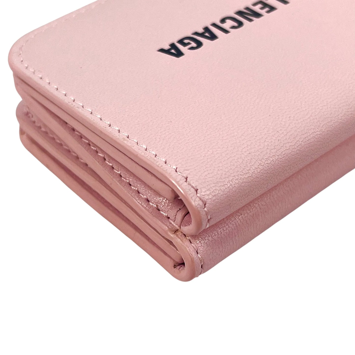 BALENCIAGA Cash Mini Leather Tri-fold Compact Wallet - Pink