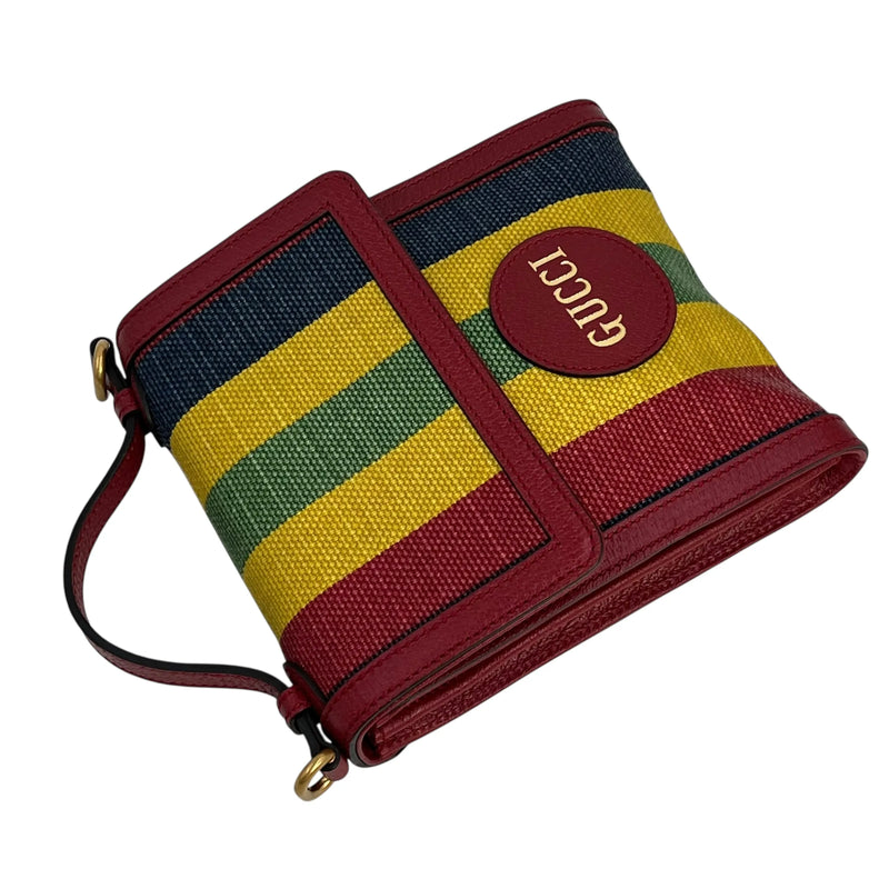 GUCCI Baiadera Striped Shoulder Bag - Multicolor and Red 