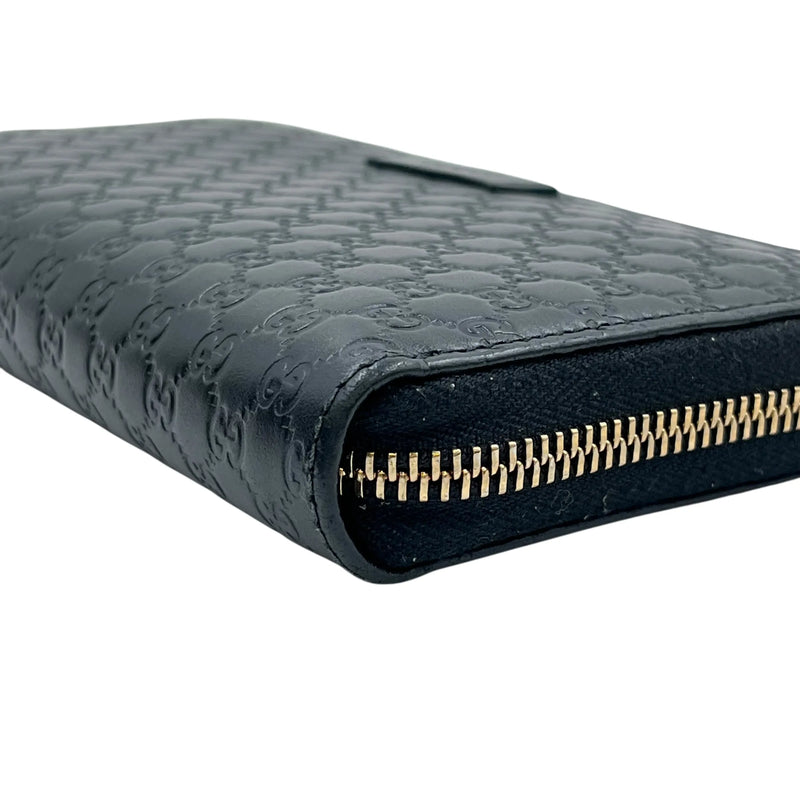 GUCCI Micro Guccissima Round Zip Long Wallet - Black 
