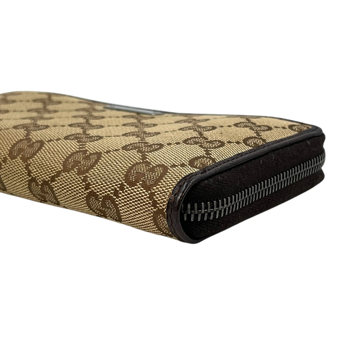 GUCCI キャンバス グッチシマ ラウンドジップ ロングウォレット - ブラウン