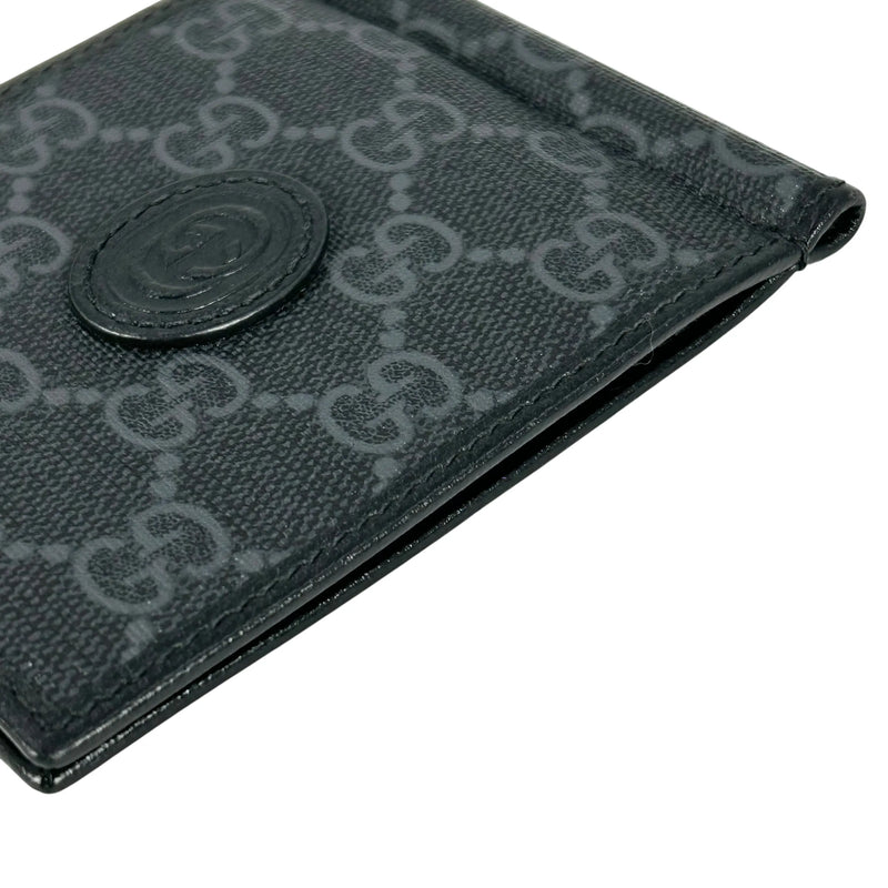GUCCI Interlocking G GG Supreme Money Clip Compact Wallet - Black 