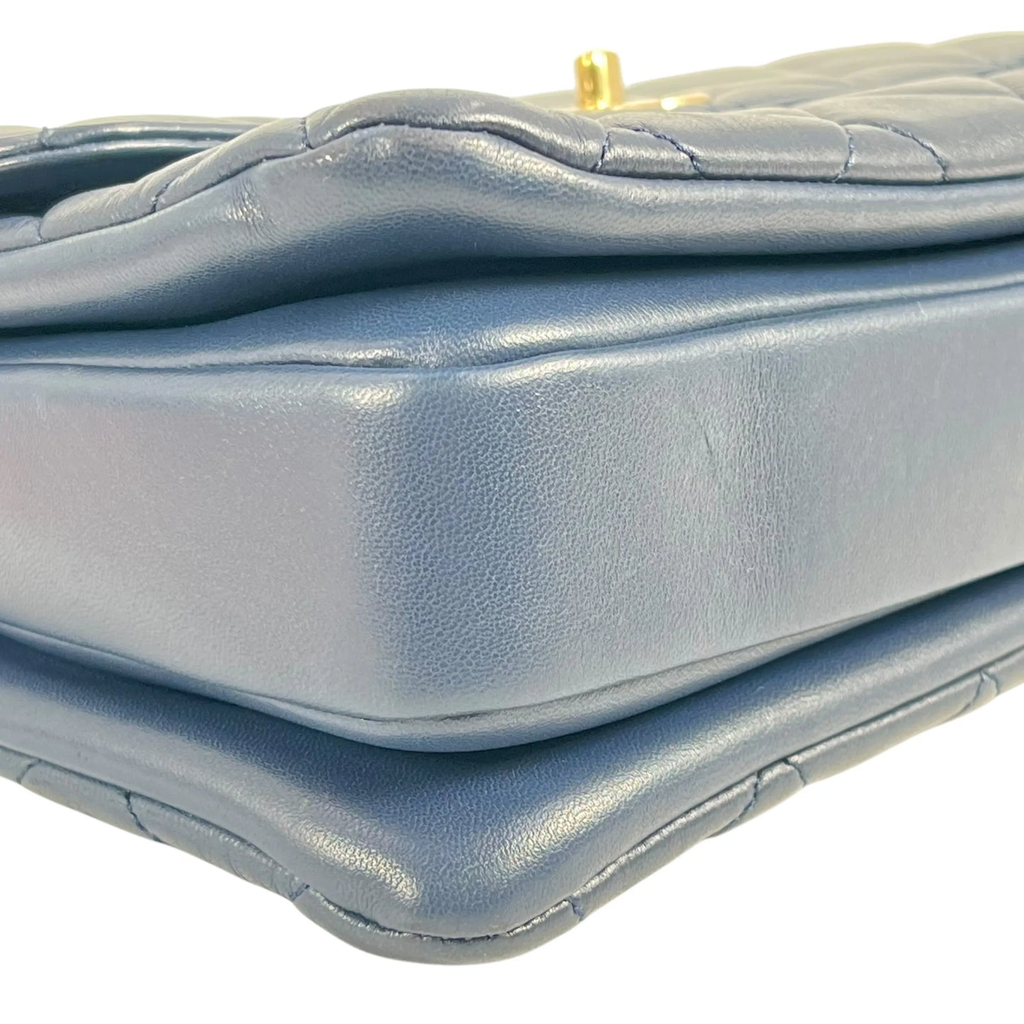 CHANEL Calfskin Matelassé Top Handle Trendy CC Handbag with Chain Shoulder Bag - Navy 