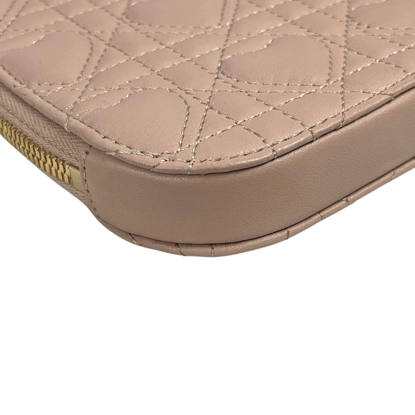 Dior レディディオール コールイン フォンケース カナージュ ラムスキン ショルダーバッグ - ピンク