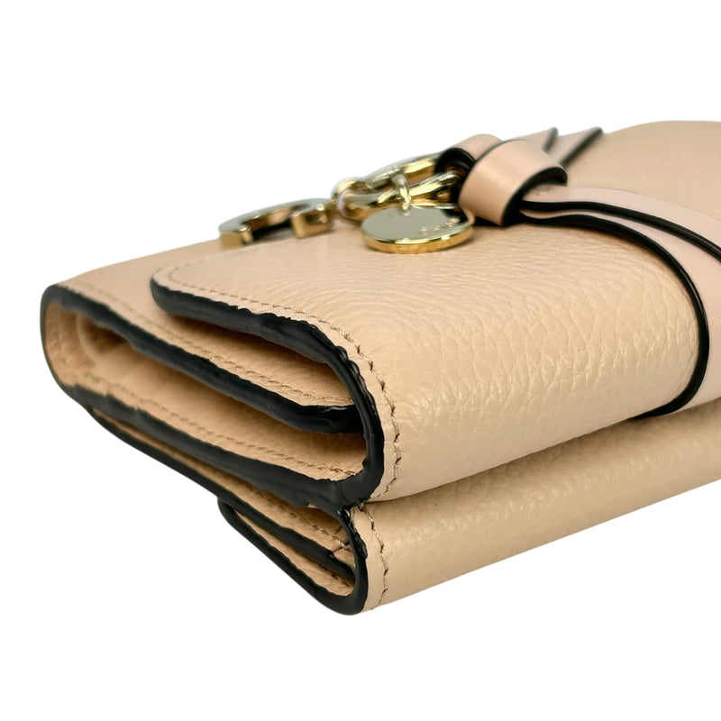 Chloé Alphabet Tri-fold Compact Wallet - Beige 