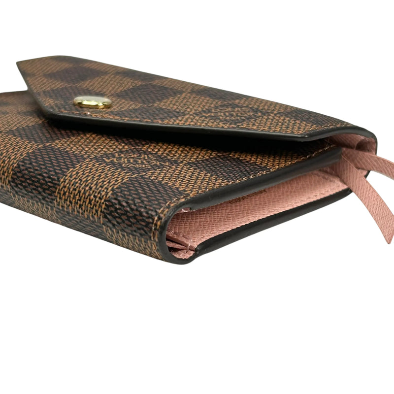 Louis Vuitton Damier Ebene Victorine Portefeuille Tri-fold Compact Wallet - Dark Brown 