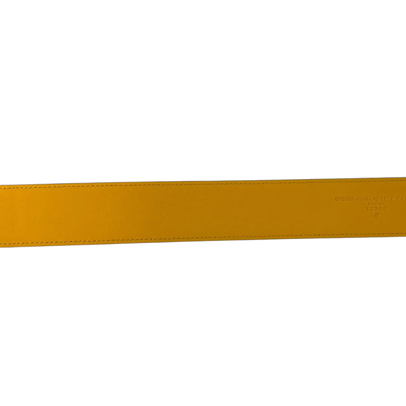 GUCCI Reversible Leather Belt with Memorable Buckle - Orange and Blue 