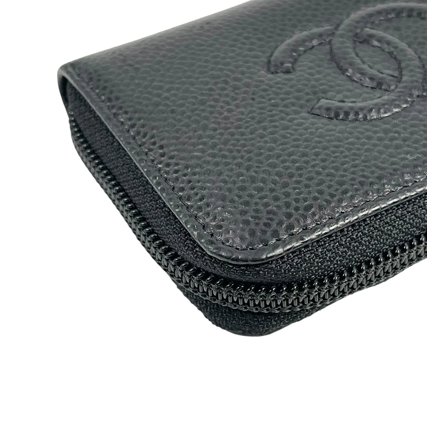 CHANEL CCロゴ キャビアスキン ジッピー カードケース コインケース - ブラック