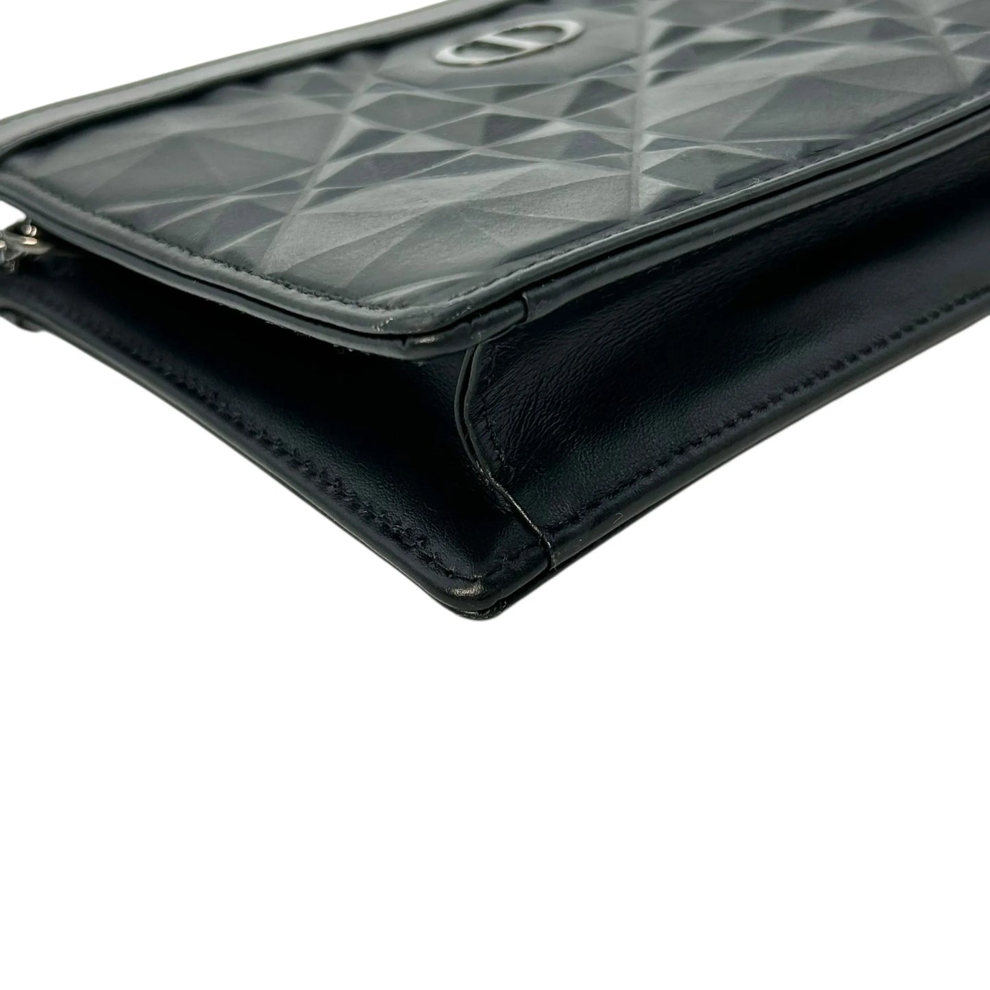 Dior Caro Chain Pouch Cannage Calfskin Chain Wallet Shoulder Bag - Black 