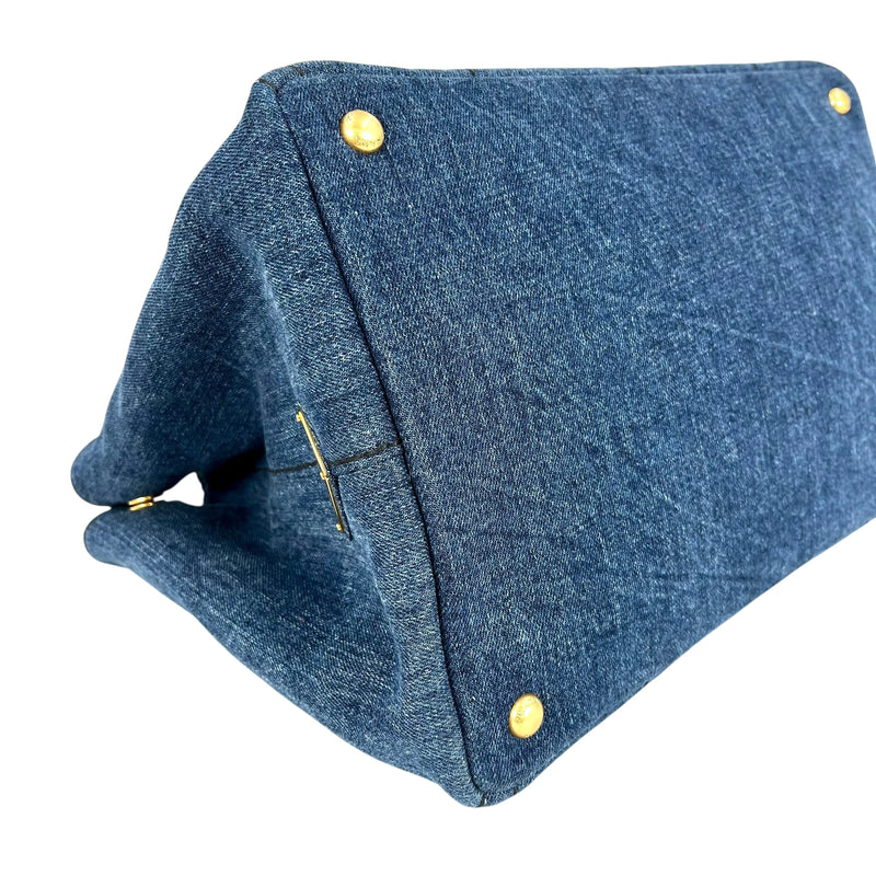 Prada Canapa Denim Tote Bag/Handbag - Blue 