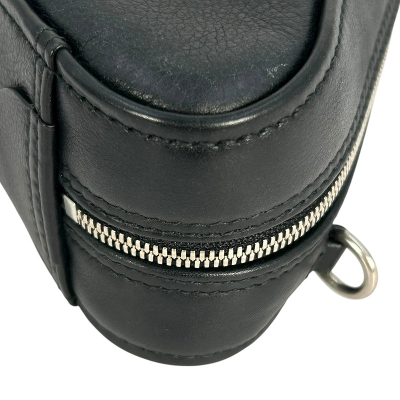 BALENCIAGA Triangle Leather Chain Shoulder Bag - Black 