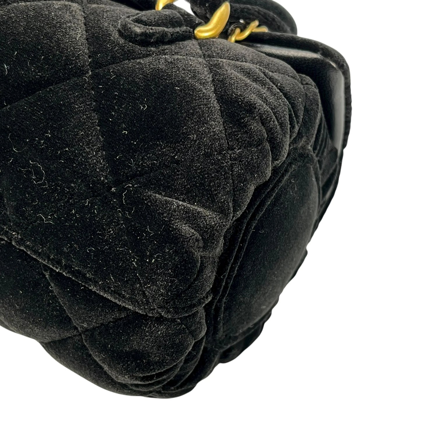 CHANEL Matelasse Boston Velvet Mini Shoulder Bag - Black 