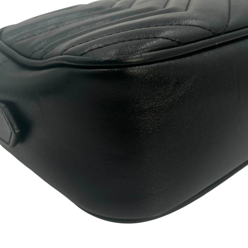 GUCCI GG Marmont Leather Shoulder Bag - Black 