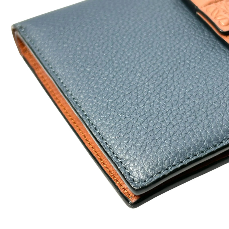 Loewe Vertical Small Wallet Calfskin Compact Wallet - Navy 