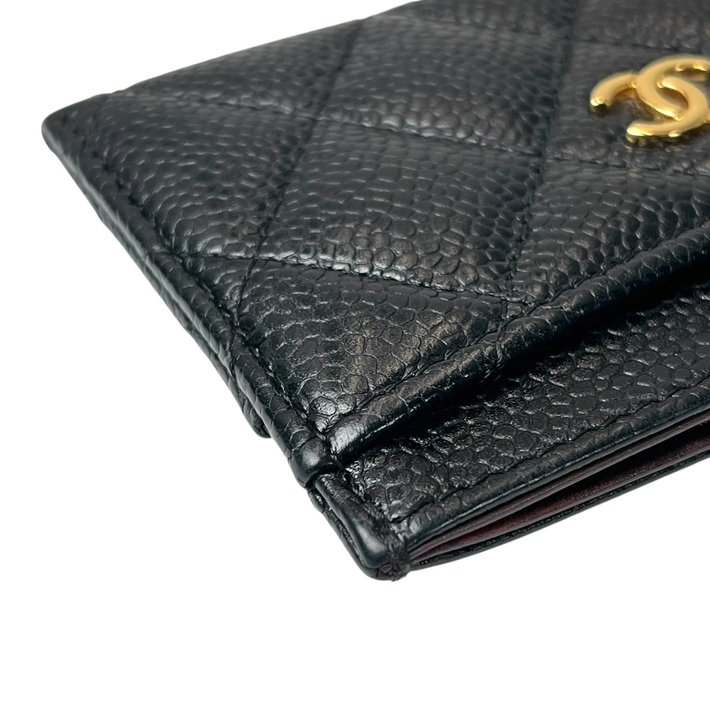 CHANEL Matelasse Caviar Leather Card Case - Black 