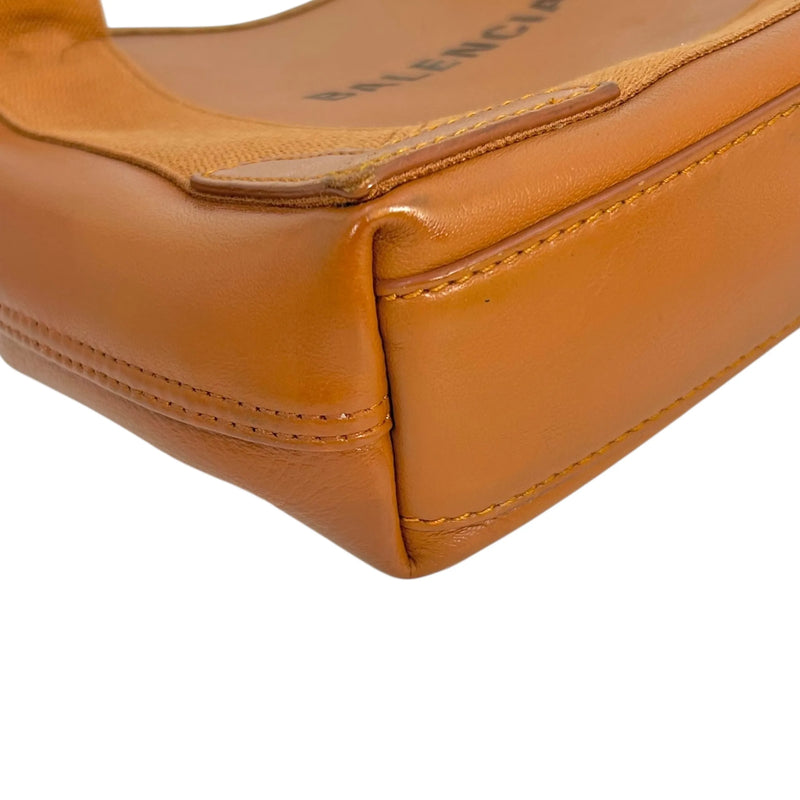 BALENCIAGA Navy Cabas Leather Handbag/Shoulder Bag - Brown 