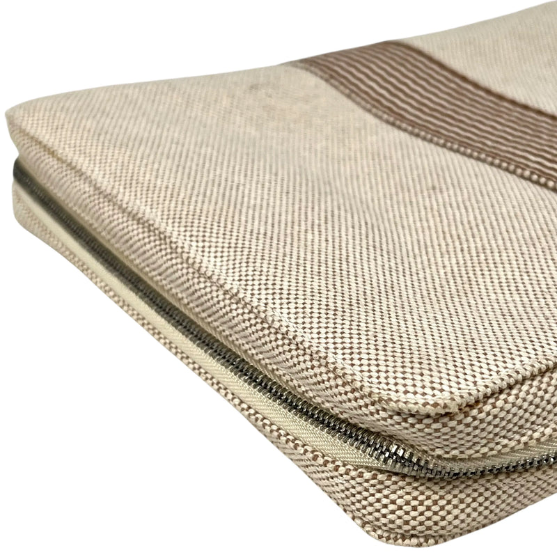 HERMES Air Line Canvas Travel Pouch - Beige 