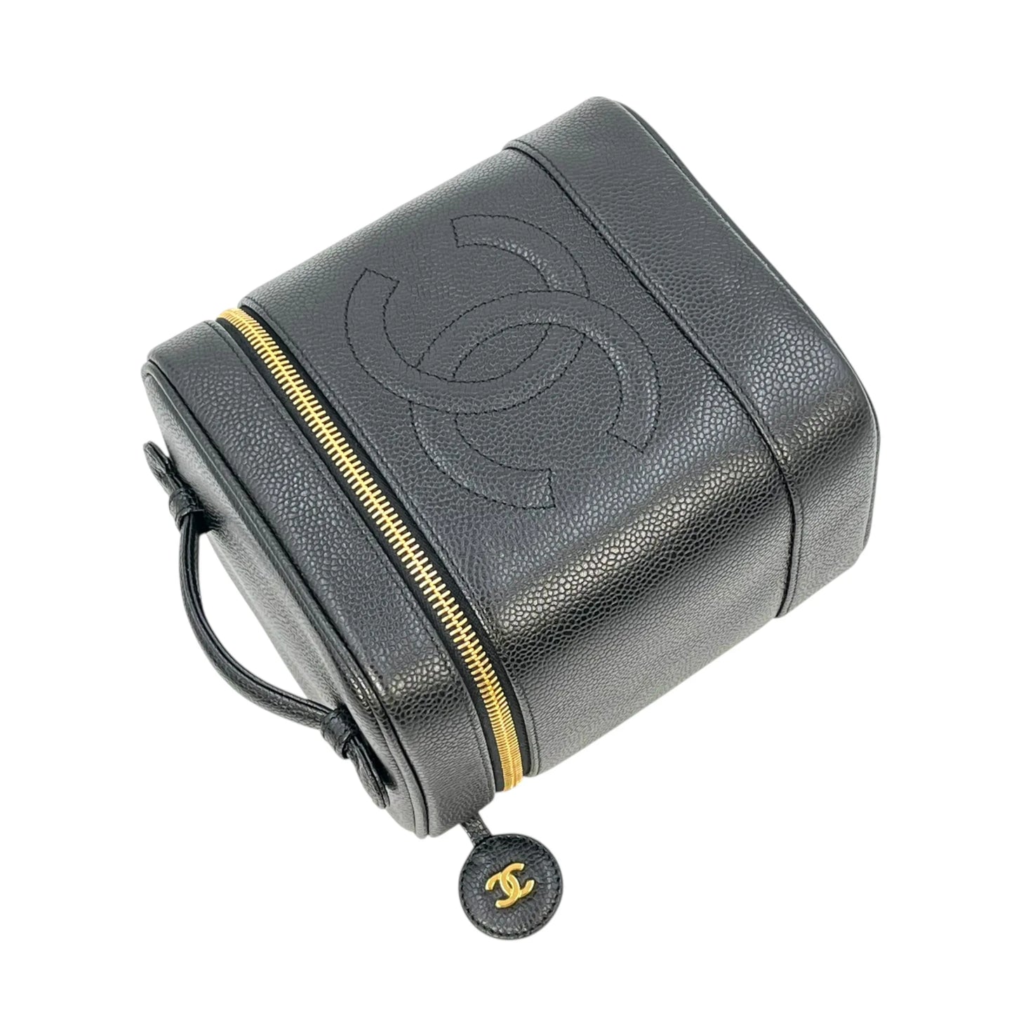 CHANEL Coco Mark Caviar Skin Vanity Bag Mini Bag - Black 