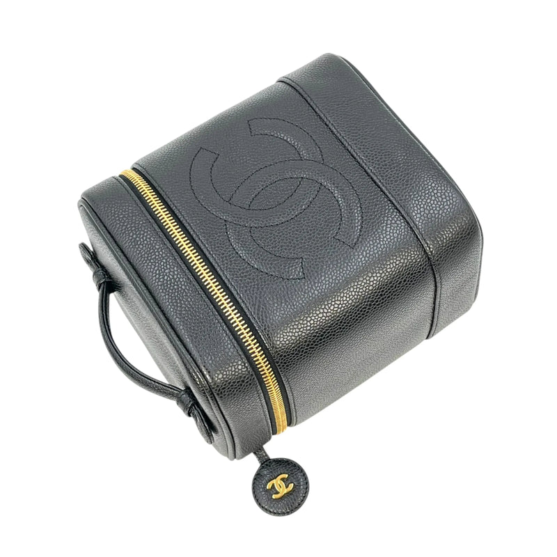 CHANEL Coco Mark Caviar Skin Vanity Bag Mini Bag - Black 