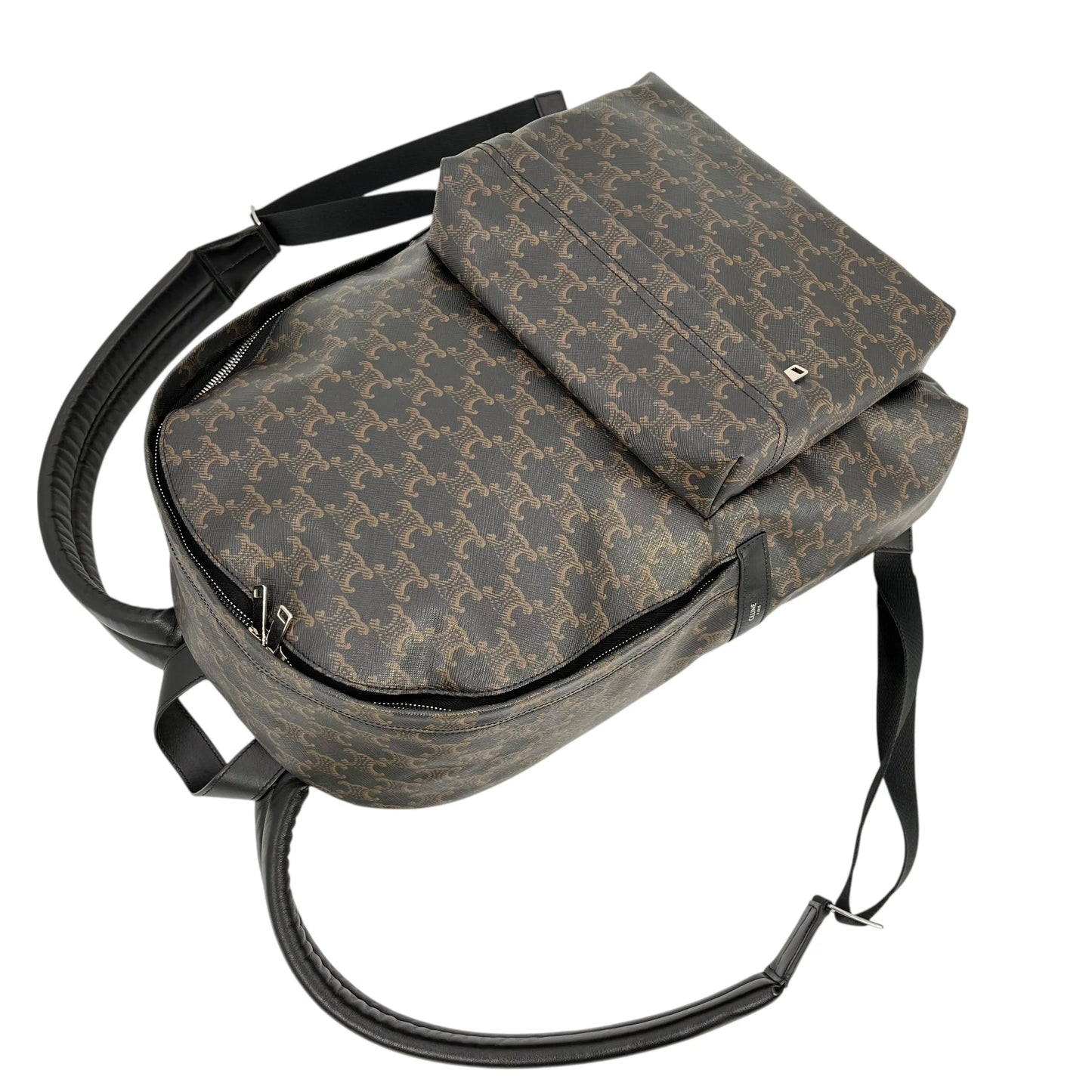 CELINE Triomphe Canvas Medium Backpack - Dark Brown 