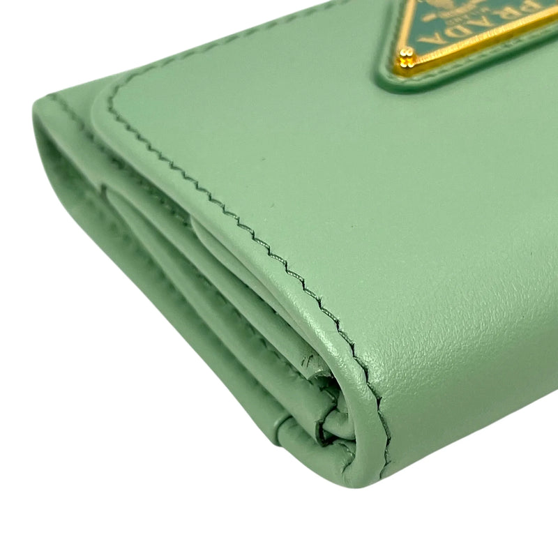 PRADA Saffiano Leather Tri-fold Compact Wallet - Green 